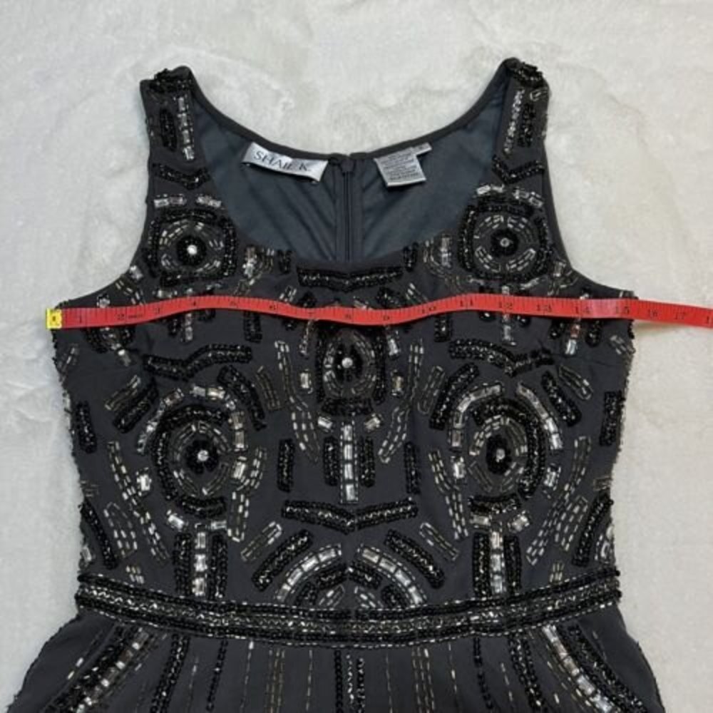 Shail K Beaded Gray Short Cocktail Fit & Flare Dress Size 6 - Picture 8 of 12